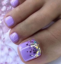 Toenails With Rhinestones, Pedicure Designs Toenails, Pedicure Nail Designs, Summer Toe Nails, Pedicure Designs