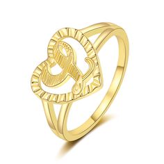 PRICES MAY VARY. GOLD LETTER RING: Love Symbol Heart-Shaped Initial Rings With 26 Alphabet,Different Initial has Different Meaning,You can Wear Just One Capital Letter, or Several Letters at Different Fingers to Make a Unique Word，Meaningful Personalized Gifts For Her. 14K GOLD RING: Our Gold Heart Initial Ring Plated with 14K Gold,A Better Color Retention Effect,Which Make It Non Tarnish and No Fade.Made of High Quality Brass,Ensuring Durability and Long-Lasting Shine,Nickel Lead Free,Will Not Cause Skin Irritation.Hand-polish Finished, These Rings have a Smooth Surface and A Metallic Luster,Comfortable to Wear. STATEMENT RING&THUMB RING: Each Piece is Enough to be Wear Alone as Statement Ring or Stacking with Other Rings to Get a Total Look. Chic, Modern and Delicate,These are an Absolut Valentine's Day Personalized 14k Gold Initial Ring, Yellow Gold Initial Ring Gift, Tarnish Resistant, Gold Heart-shaped Initial Ring For Gift, Valentine's Day Heart-shaped Initial Ring, Heart-shaped Yellow Gold Initial Ring For Valentine's Day, Couple Band, Gold Initial Ring, Letter Ring, Initial Ring