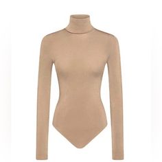 Smooth, Opaque Mix Of Austrian Cotton And Nylon Is Finished With A Cozy Turtleneck That's Perfect For Layering. Pullover Style Cotton/Nylon/Elastene Machine Wash Or Dry Clean Made In Austria Brand New In Box, Never Worn Or Tied On. Color Is Called Latte. Elegant Beige Second-skin Bodysuit, Chic Beige Bodysuit For Fall, Fall Long Sleeve Beige Bodysuit, Beige Bodysuit For Fall, Elegant Bodysuit For Winter, Fitted Beige Bodysuit For Fall, Beige Fitted Bodysuit For Fall, Elegant Turtleneck Bodysuit For Winter, Fitted Classic Long Sleeve Bodysuit