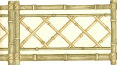 a drawing of a bamboo fence made out of sticks and wood posts with lattices on each side