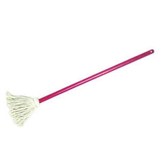 a red and white broom on a white background