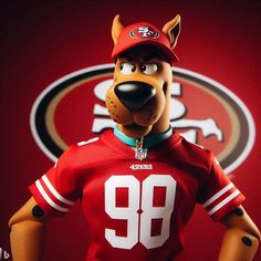 a cartoon dog wearing a football uniform