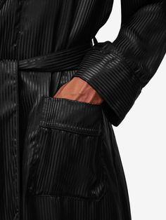 One of our best-selling dressing gowns, the Woburn strikes the perfect balance between luxury and simplicity. It features a satin stripe design, a classic shawl collar with a breast pocket and two front pockets detailed with black piping for practicality while around the house. With the addition of a fabric tie waist belt for the perfect fit. Our Woburn men's dressing gown is cut from 100% pure silk that has been woven into a satin stripe. Undeniably light and soft, it will envelop you in luxuri Mens Dressing Gown, Silk Dressing Gown, Derek Rose, Sell Dresses, Dressing Gowns, Pin Pin, Gowns Online, Striped Sleeve, Dressing Gown