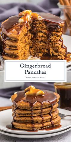 Gingerbread Pancakes capture all the cozy goodness of your favorite holiday flavor. They’re warm and fluffy and perfect for chilly mornings! Redvelvet Pancakes Recipes, Gingerbread Pancakes Easy, Christmas Breakfast Aesthetic, Winter Pancakes, Savory Pancakes Recipe, Gingerbread Pancakes Recipe, Holiday Pancakes, Gingerbread Waffles