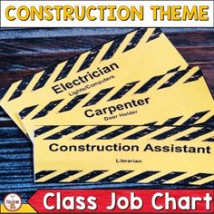 construction themed name tags for class job chart