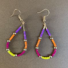 Everyday earrings! Fun & bright! Very lightweight! Vibrant Rainbow Dangle Earrings, Colorful Vibrant Earrings With Ear Wire, Vibrant Dangle Earrings With Ear Wire, Summer Multicolor Hypoallergenic Earrings, Nickel-free Rainbow Teardrop Earrings, Multicolor Dangle Earrings For Everyday, Everyday Multicolor Dangle Earrings, Multicolor Teardrop Hoop Earrings, Multicolor Dangle Earrings