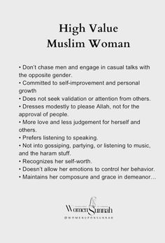 a poster with the words high value muslim woman in black and white, on a gray background