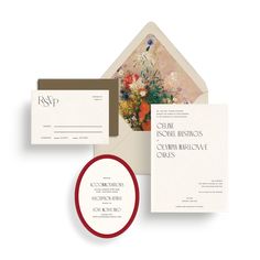 wedding stationery with envelope and rsp printed on the front, featuring an image of flowers