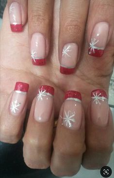 Holiday Nail Tips, Diy Christmas Nail Designs, Manicure Nail Designs, Fancy Nails Designs, Winter Nails Acrylic, Christmas Nails Easy, Nails Easy