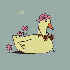 a yellow duck wearing sunglasses and a pink hat with flowers on it's head