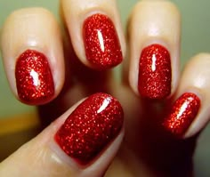 Nails Red Sparkle, Red Sparkle Nails, Red Glitter Nail Polish, Applying Nail Polish, Sparkle Nail Polish, Red Nails Glitter, Organic Nails, Nail Colors Winter