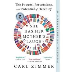 the book cover for she has her mother's laugh, which is surrounded by colorful books