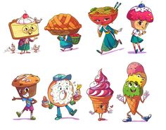 cartoon characters with different types of ice cream