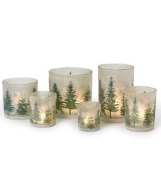 Set of 6 candle holders in heavy glass with forested trees Milkhouse Candles, Cocktail And Mocktail, Traditional Candles, Mens Tools, Faith Gifts, Twinkling Lights, Snowy Winter, Holiday Kitchen, Candle Warmer