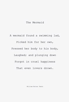 an image of a poem written in black and white with the words mermaid on it