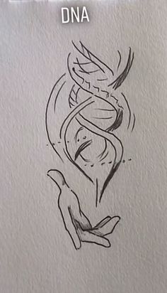 a drawing of two hands holding each other with the word dna on it in white paper