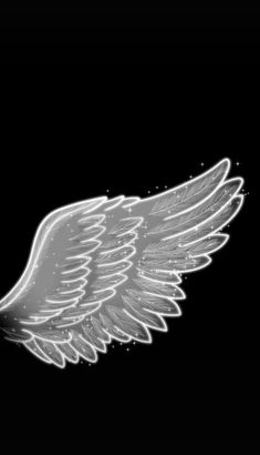 an angel wing on a black background with white wings and the words angels written below it