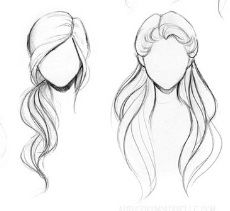 Fashion Design Hair Sketch, Learn How To Sketch Fashion, Fashion Illustration Hairstyles Sketches, Croqui Hairstyles, Long Hair Drawing Reference Front View, Sketches Of Hairstyles, Drawing Clothes Outfits Sketch Pencil, Female Hair Sketch