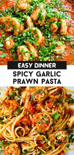 easy dinner spicy garlic prawn pasta