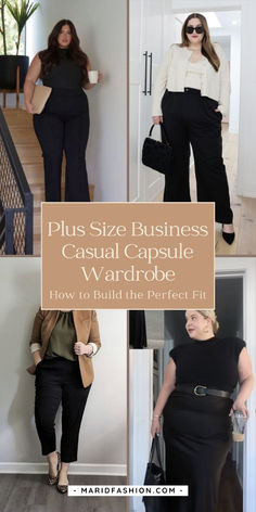 Build the perfect plus-size business casual capsule wardrobe with these essential tips! Discover key pieces and styling ideas that offer both comfort and elegance, making it easy to look polished and professional every day. Create a versatile and stylish collection that works for any work setting.	plus size business casual outfits | business casual outfits | business casual outfits for women | business casual outfits for work | business casual outfits for plus size | plus size capsule wardrobe | plus size capsule wardrobe 2024 | plus size capsule wardrobe summer  | plus size capsule wardrobe spring 2024  | plus size capsule outfits Plus Size Business Casual Capsule, Casual Outfits For Plus Size, Capsule Wardrobe Plus Size, Plus Size Business Casual Outfits, Elegant Plus Size Outfits, Office Outfits Women Plus Size, Curvy Work Outfit, Business Casual Capsule Wardrobe, Plus Size Business Casual