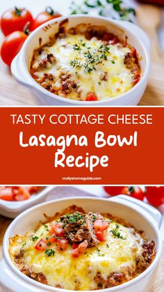 two bowls filled with lasagna bowl recipe