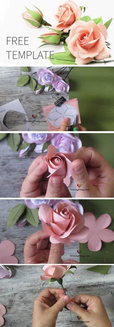 paper flowers are being made with scissors and other crafting supplies to make them look like they