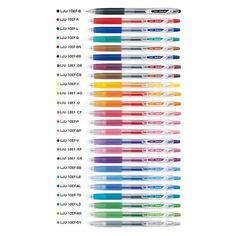 the different colors of pens are shown in this poster