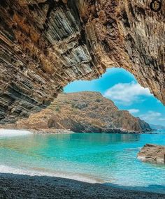 the view from inside an ocean cave