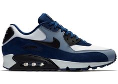 Nike Air Max 90 Blue Void Black Ashen Slate - 302519-400 Nike Air Max 90 Blue, Air Max 90 Blue, Nike Air Max 90 Black, Nike Fashion Sneakers, Nike Shoes Women Fashion, Nike Boots, Black Nike Shoes