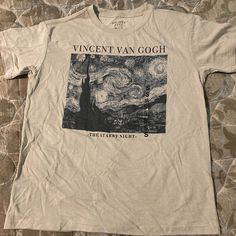 60% Cotton 20% Polyester Never Worn Brand New Center Of The Shirt Is One Of The Famous Paintings By Van Gogh Starry Night Shirt, Van Gogh T Shirt, The Starry Night Painting, Van Gogh Shirt, Digital Wardrobe, Starry Night Painting, Artsy Style, The Starry Night, Famous Paintings