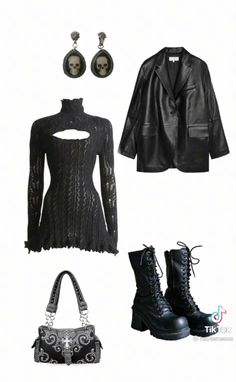 Black Outfits Dress, Outfits Dress, Black Outfits, Black Clothing, Gothic Outfits, Dark Fashion