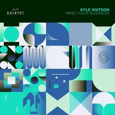 the cover art for an album featuring geometric shapes and lines in blue, green and white