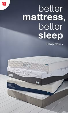 two mattresses sitting on top of each other with the words better mattress, better sleep