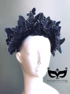 Black Butterflies, from our Whimsical Collection, this elegant women's headpiece features butterflies perched on a comfortable satin headband base with butterflies. Pictured are various monarch butterflies; you have the option to pick any butterfly color you want and fully customize the piece to suit your ensemble. I N C L U D E D Satin headband base topped with high quality intricately detailed feather butterflies. S H I P P I N G - Processed same day or within 24 hours. 1-2 day guaranteed deli Ballroom Extravaganza, Halloween Butterfly, Butterfly Headpiece, Elegant Face Mask, Photo Papillon, Butterfly Headband, Black Butterflies, Butterfly Crown, Butterfly Photo