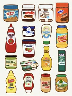 an assortment of different types of condiments