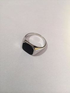 Pinky ring, Signet ring with Black square Onyx Seal Made of sterling silver and onyx stone  Please note in the notes to seller at checkout. your ring size The product will arrive to you packed in gift box and padded envelope to maintain the product  Our jewelry are water resistant and comes with 1 Pinky Ring Mens, Silver Rings For Men, Silver Pinky Ring, Onyx Ring Men, Onyx Signet Ring, Ring Boy, Signet Rings Women, Rings Men, Lotus Ring