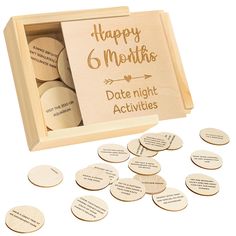 PRICES MAY VARY. UNIQUE 6 MONTH RELATIONSHIP GIFTS: Let's celebrate 6 month wedding anniversary with this date night games for couples set! The couples date night activities set is ideal as romantic gifts for him, 6 month anniversary for her gift, or 6 months couple gifts 52 DATE IDEAS: This couples games date night box is 4.33x4.33x1.2 inch with 26 tokens, perfect as 6 month anniversary gift for boyfriend and 6 month anniversary gift for girlfriend. Create the most memorable and happy 6 month a Wooden Anniversary Gift, 9 Year Anniversary, 5th Wedding Anniversary Gift, 5 Year Anniversary Gift, Wood Anniversary Gift, 1 Year Anniversary Gifts, Marriage Gifts, Husband Anniversary, Anniversary Dates