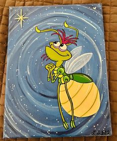 an acrylic painting of a cartoon character