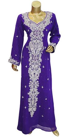 Luxury Hand Beaded Kaftan dress. 2xl Kaftan Purple plus size Traditional Purple Kaftan For Festive Occasions, Festive Purple Tunic Dress, Purple Embroidered Kaftan For Eid, Floor-length Purple Kurta With Dabka Work, Purple Floor-length Kurta With Dabka Work, Bohemian Style Long Purple Thobe, Festive Purple Embroidered Kaftan, Festive Long Purple Kaftan, Long Purple Festive Kaftan