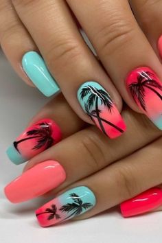 Nails inspo baddie, Nails ideas 2023 Maldives Nails, Jamaica Nails, Vacation Nail Designs, Tropical Nail Designs, Beach Nail Art