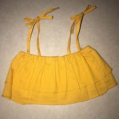 Nwt Zhuzhu Rabbit Super Cute Two Tier Mustard Yellow Trendy Fashionable Crop Top For Baby And Toddler Girls. Adjustable Tying Spaghetti String Straps. 95% Cotton, 5% Polyester. Size 12-18 Months. Tiered Baby And Toddler, Toddler Girls, Mustard Yellow, Kids Shirts, Toddler Girl, Baby Toddler, Mustard, Spaghetti, Size 12