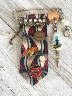 Tie Brooch, Kilt Pin Brooches, Tie Crafts, Abstract Embroidery, Beaded Bib Necklace, Mens Silk Ties, Kilt Pin, United We Stand, Pearl Heart