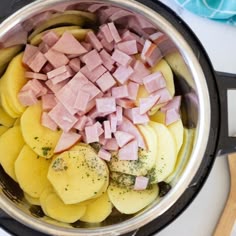 Indulge in the creamy goodness of cheesy scalloped potatoes and ham cooked in the Instant Pot. This dish is perfect as a comforting dinner or a savory side. Try out this pressure cooker recipe with Monterey Jack, thick creamy sauce, sliced potatoes, and ham in every bite. #cheesy #scalloped #potatoes #dinner #leftoverham #instantpot #pressurecooker