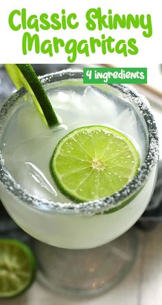 Classic Skinny Margaritas combine tequila, orange liqueur, fresh lime juice, and plenty of ice. These contain no added sugar, but are plenty strong. Rim the glasses with salt and lime wedges, and sip away. | suebeehomemaker.com | #classicmargaritas #skinnymargaritas #margaritas #ontherocks #cocktails Clean Margarita Recipe, Best Frozen Margarita Recipe Blenders, Simply Limeade Margarita Recipe, Classic Lime Margarita Recipe, Frozen Lime Margarita Recipe, Vodka Margarita, Margaritas On The Rocks, Fun Beverages