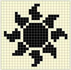 a black and white cross stitched pattern with squares in the shape of a turtle