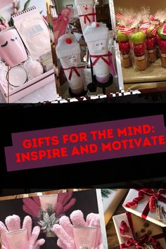 gifts for the mind inspire and motivate in pink, red and white colors