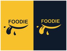 the logo for foodie is designed in black and yellow with an image of a cow's head