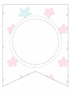 a blank card with pink and blue stars on it