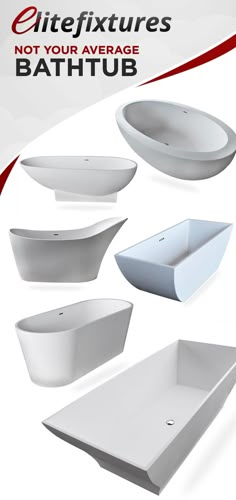 three different bathtubs are shown in this advertisement