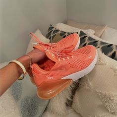 Good Condition Barely Worn Currently Priced At $208 On Stock-X And $217 On Goat Womens Nike Air Max 270, Nike Air Max 270, Air Max 270, Nike Shoes Women, Shoes Women, Orange Pink, Pink Orange, Color Orange, Womens Shoes Sneakers